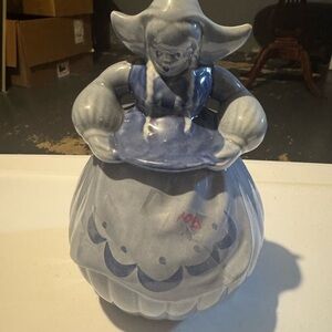 Elegant Blue Ceramic Lady Figurine